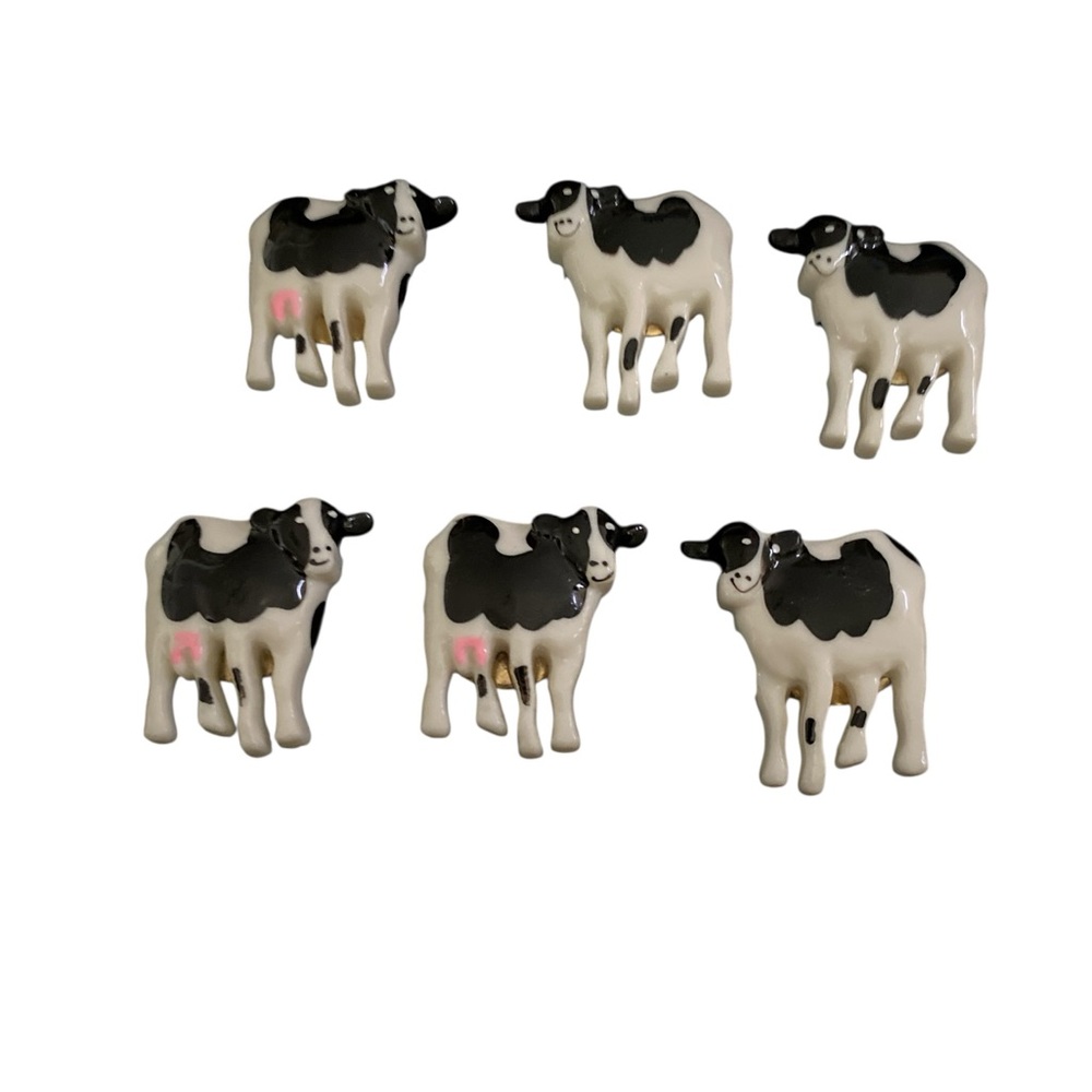 Vintage Black Plastic Cow Button Covers